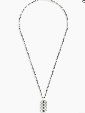 gucci Polished Silver-Tone Dog Tag Signature Bee Necklace